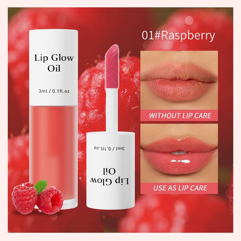 Tiejdhr Korean Lip Oil - Fruity Flavor Lip Glow Oil, Moisturizing Hydrating & Nourishing Non-stick Cup Transparent Plumping Lip Gloss for Dry Lips & Lip Care (01#Raspberry) - Image 3